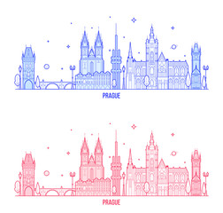 Prague skyline Czech Republic city building vector