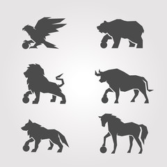 animal iconic shape collection on gray background