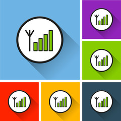 signal bars icons with long shadow