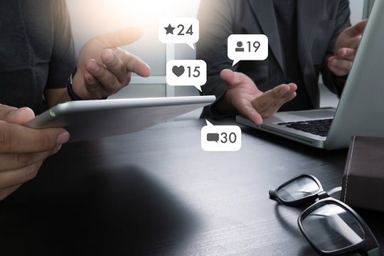 Contact us  sms media man use  smart phone social media network pop notification icons