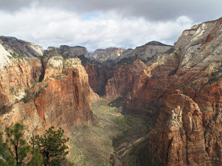 View from the viewpoint on top of Angels Landing, Zion National Park, Utah, USA