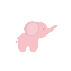 Vector pink  small cartoon elephant