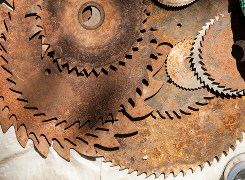Old rusty circular saw blade