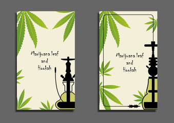 black marijuana hookah and marijuana green leaf.