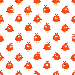 Seamless pattern of different cartoon birds.