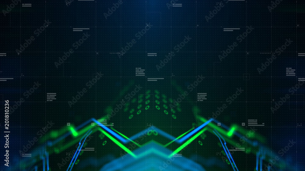 Poster green printed circuit board pcb. background for computer graphic website internet and business. blue