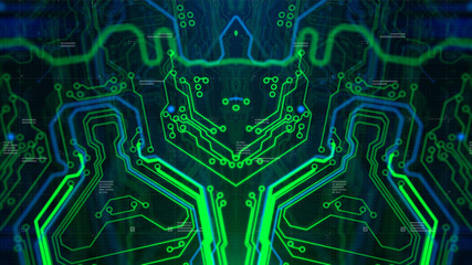 Digital Technology Concept Background. 3d Illustration. Wallpaper background. Digital integrated Technology. Circuit board futuristic server code processing.