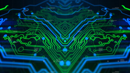 Digital Technology Concept Background. 3d Illustration. Wallpaper background. Digital integrated Technology. Circuit board futuristic server code processing.
