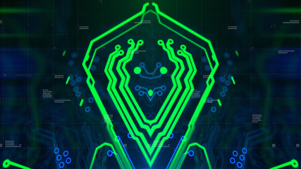 Digital Technology Concept Background. 3d Illustration. Wallpaper background. Digital integrated Technology. Circuit board futuristic server code processing.