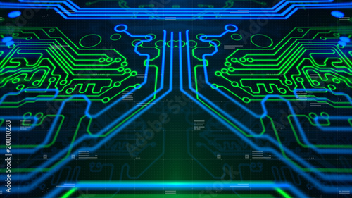 Green Printed Circuit Board Pcb Background For Computer