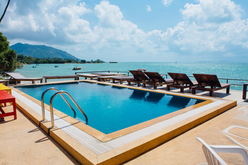 Swimming pool with stair.