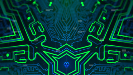 Dark green color Light Abstract Technology background for computer graphic website internet and business circuit. illustration infographics motion move blur neon pixel