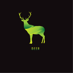 Deer Gradient green on a dark background. logo. symbol. vector