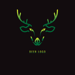 Deer Gradient green on a dark background. logo. symbol. vector