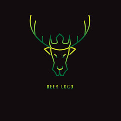 Deer Gradient green on a dark background. logo. symbol. vector