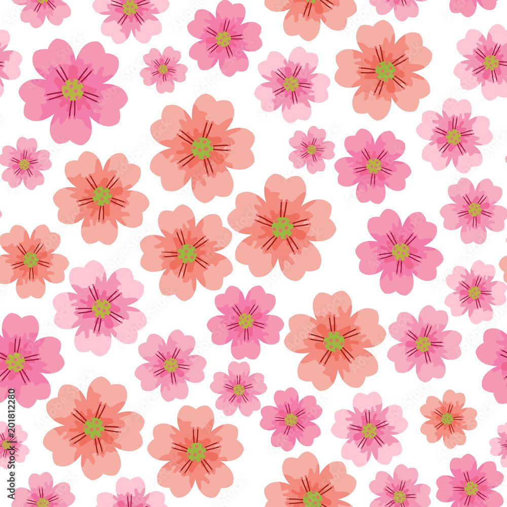 Poster cherry or sakura flower seamless pattern element. elegant texture for backgrounds. seamless pattern 