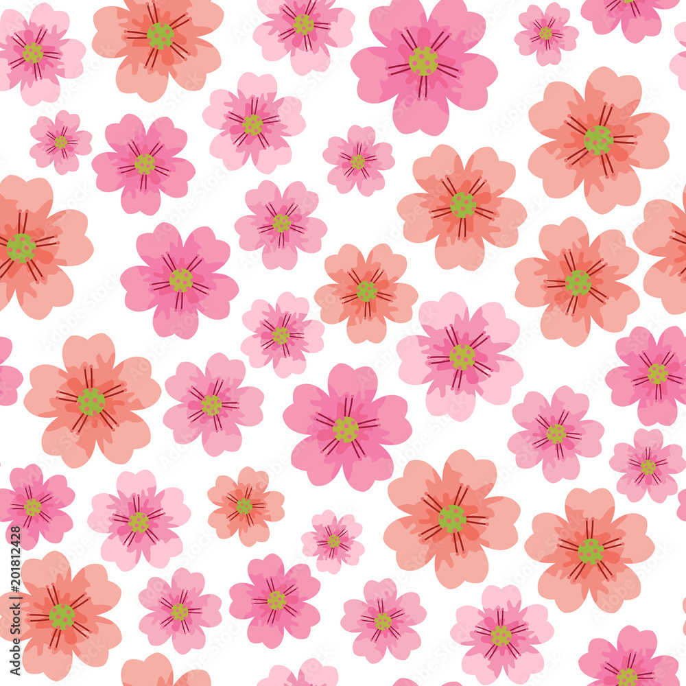 Poster cherry or sakura flower seamless pattern element. elegant texture for backgrounds. seamless pattern 
