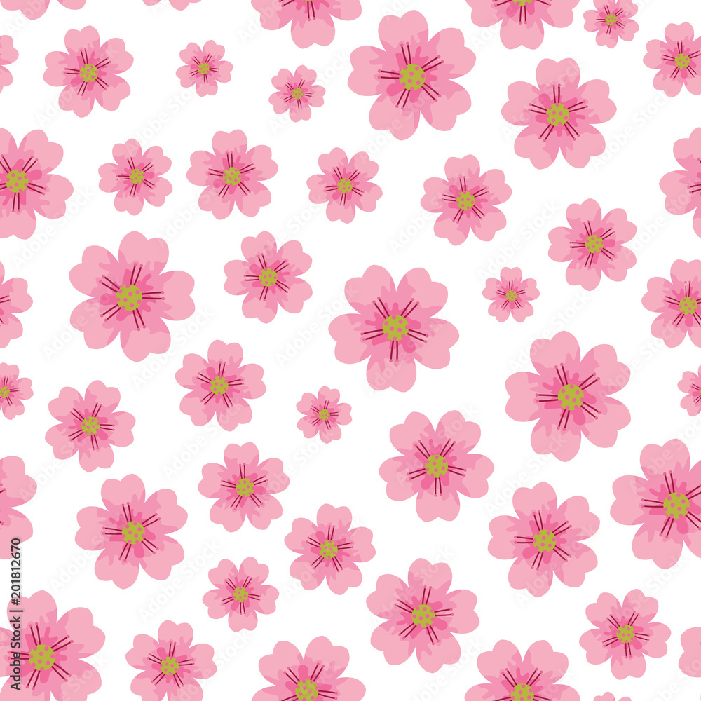 Poster cherry or sakura flower seamless pattern element. elegant texture for backgrounds. seamless pattern 