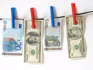 Money dollars and euro