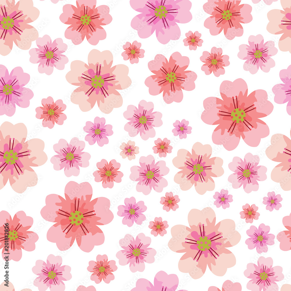 Aufkleber cherry or sakura flower seamless pattern element. elegant texture for backgrounds. seamless pattern 