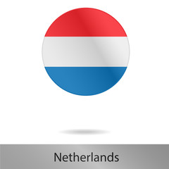 Netherlands round icon with shadow