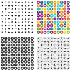 100 country house icons set vector in 4 variant for any web design isolated on white