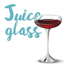 Vector illustration of Icon of drink with fruit. Realistic Wine in wineglass on white background.