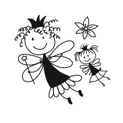 Cute little fairies, sketch for your design