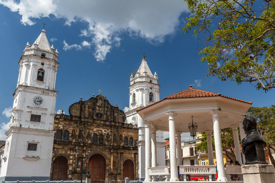 Main square (Plaza Mayor) of the old part of Panama City, Panama