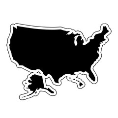 Black silhouette of the country USA with the contour line and the effect stickers of vector illustration