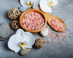 Spa concept with white orchids