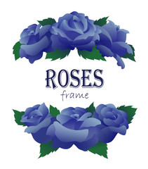 Branches of blue roses in half round shape