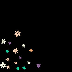 Festive Background with Colorful  flowers. Feminine Pattern for Postcard, Print, Banner or Poster. Small Pretty  flowers For Party Decoration, Wedding, Birthday or Anniversary Invitation. 