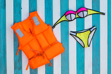 life jacket and swimsuit