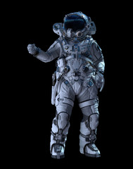 Astronaut in darkness. Mixed media