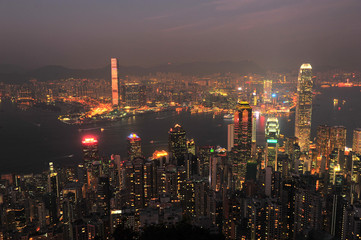 Fototapeta premium Hong Kong Cityscape w nocy