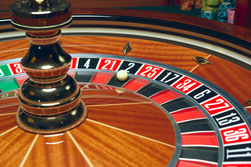 Casino Roulette with ball. Winning combination.