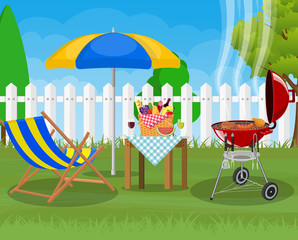 Bbq party. Sun lounger,
