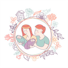 Happy family. Family day.  Vector illustration.