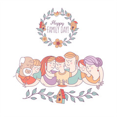 Happy family. Family day.  Vector illustration.