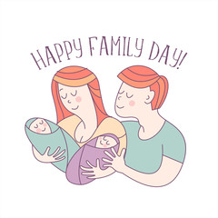 Happy family. Family day.  Vector illustration.