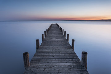 Obraz premium Spring sunset on Lake Neusiedl (Burgenland, Austria)