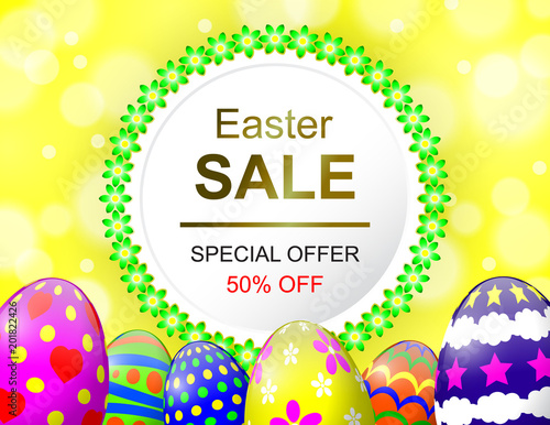 sale offer poster flyer banner easter and colorful wonderful eggs