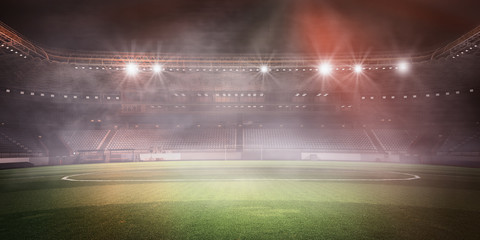 Foggy soccer field . Mixed media
