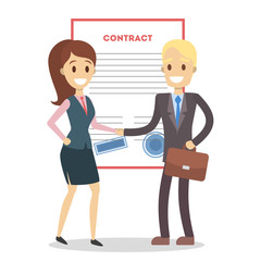 Signing up contract.