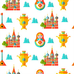 Seamless pattern. Russian souvenir. Vector illustration.