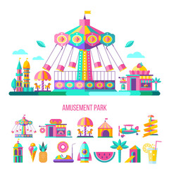 Amusement park. Vector clipart.