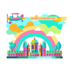 Naklejka premium Amusement park. Vector clipart.
