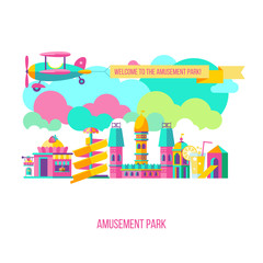 Amusement park. Vector clipart.