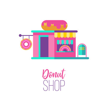 The donut shop. Vector illustration.